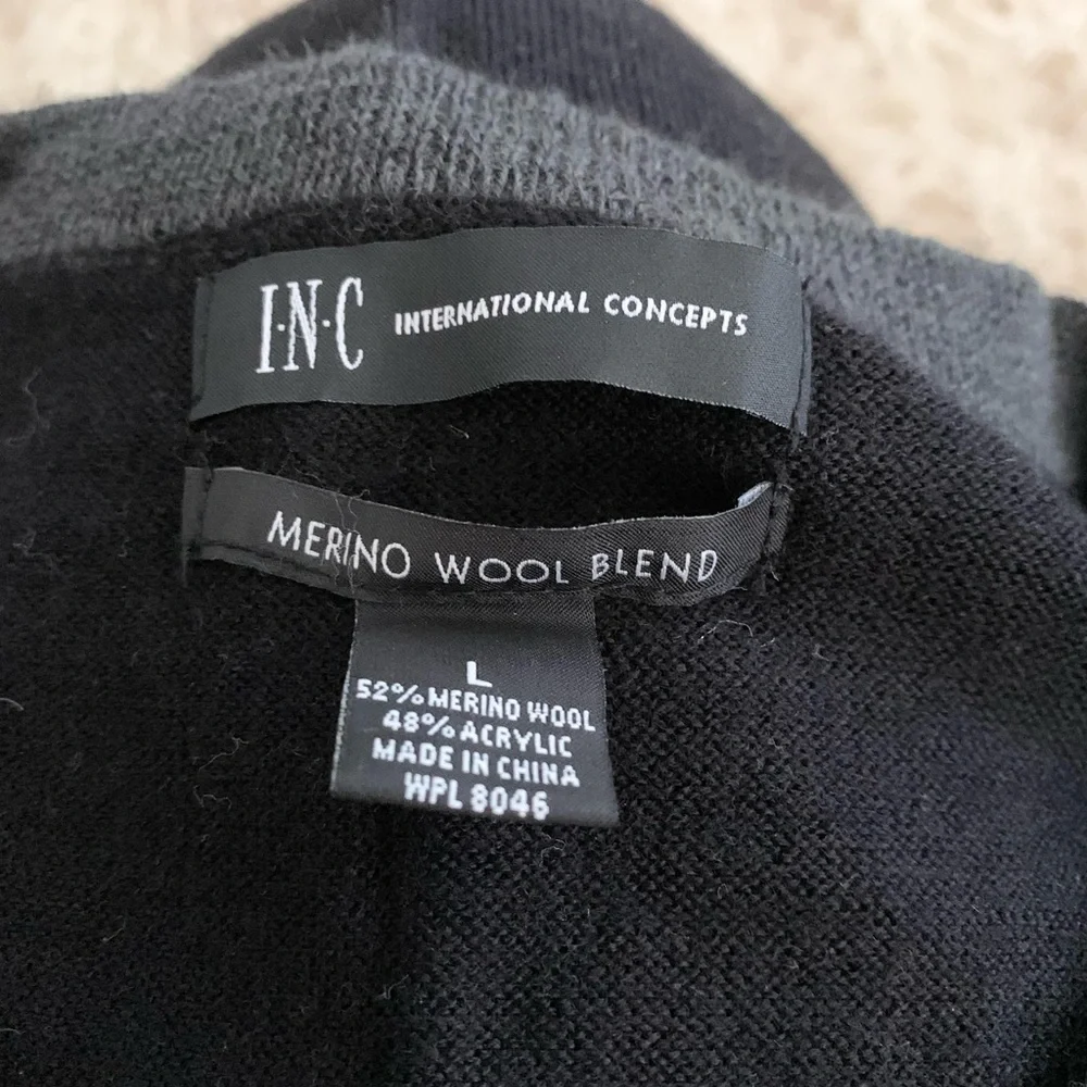 INC International Concepts | Black V-Neck Wool Blend Sweater XL - Picture 5 of 10